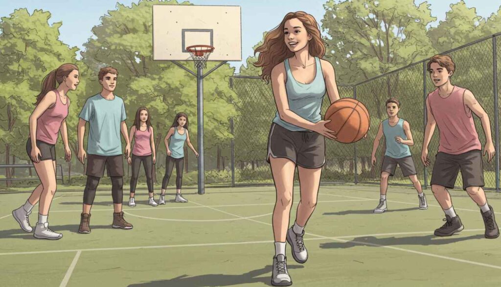 Tristeza Profunda e Vontade de Chorar em Adolescentes: O Que os Pais Devem Saber 5 Adolescente praticando esporte ao ar livre com amigos, tristeza profunda e vontade de chorar.